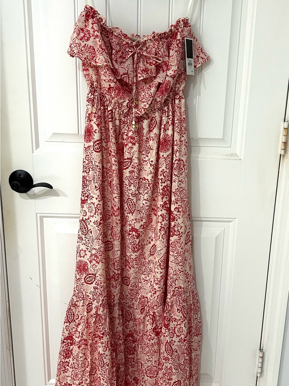 Juicy Couture Cream Maxi Dress with Red Floral Print